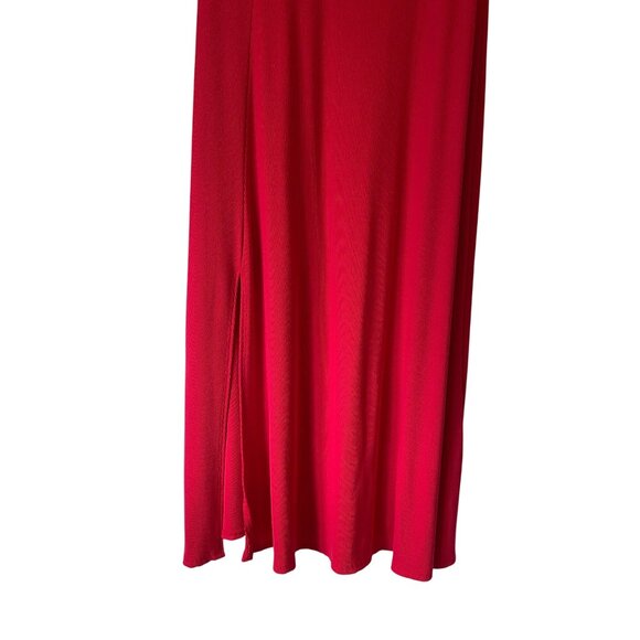 See You Monday Red Short Sleeve Maxi Dress With Side Slit Size M - Picture 5 of 10